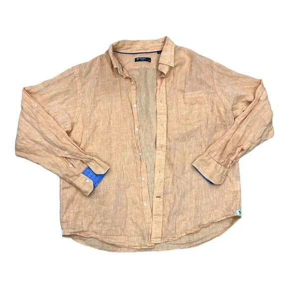 Cremieux Classics Yellow 100% Linen Button Down XL - Picture 1 of 4